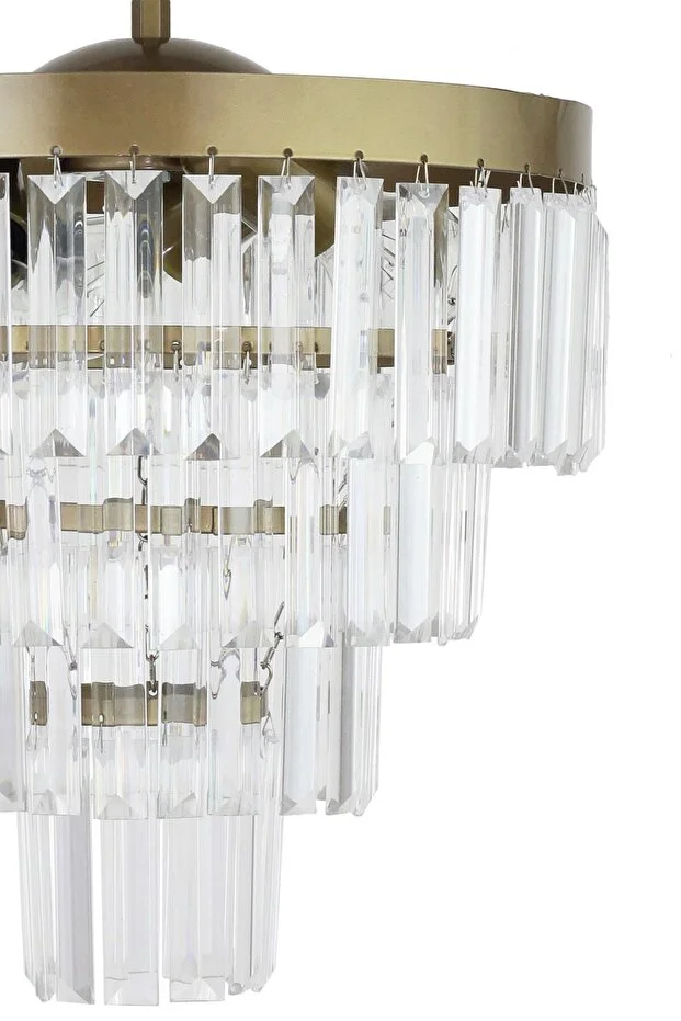 Linsa 35 Cm'lik Kristal Cam Taşlı Lüks Avize - (ESKİTME RENK)